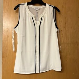 Calvin Klein NWT White Dress Tank Blouse - Large